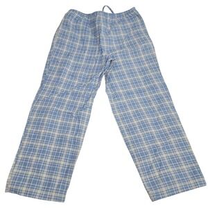 L.L. Bean Women's Cozy PJ Set PANTS ONLY Flannel Soft Blue Plaid Size L EUC